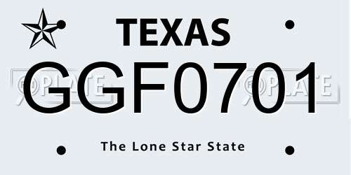GGF0701 Texas License Plate