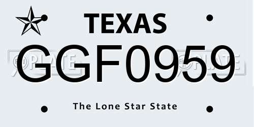 GGF0959 Texas License Plate