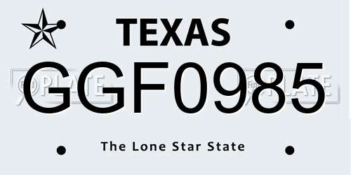 GGF0985 Texas License Plate