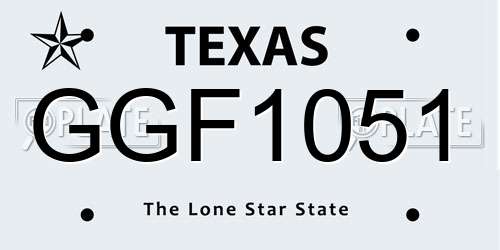 GGF1051 Texas License Plate