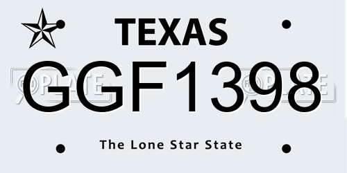 GGF1398 Texas License Plate