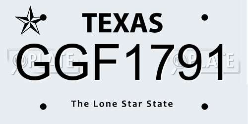 GGF1791 Texas License Plate