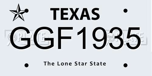 GGF1935 Texas License Plate