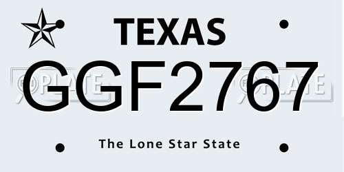 GGF2767 Texas License Plate