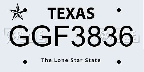 GGF3836 Texas License Plate