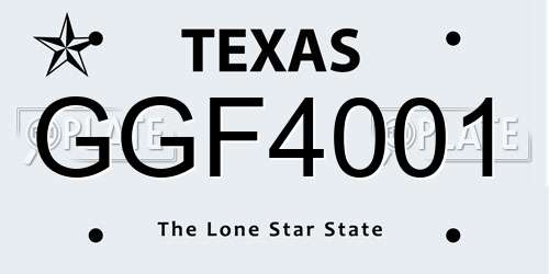 GGF4001 Texas License Plate