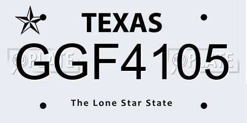 GGF4105 Texas License Plate