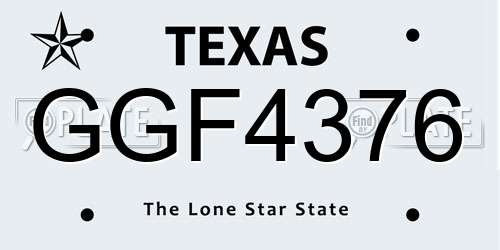 GGF4376 Texas License Plate