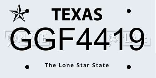 GGF4419 Texas License Plate