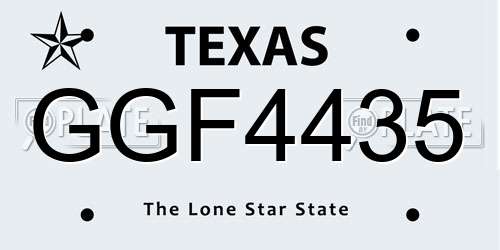 GGF4435 Texas License Plate