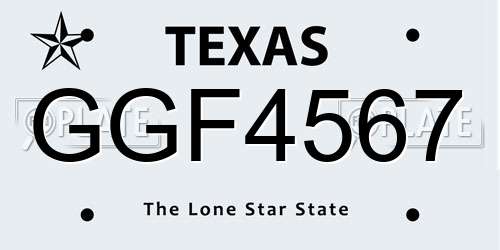 GGF4567 Texas License Plate