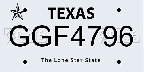 GGF4796 Texas License Plate