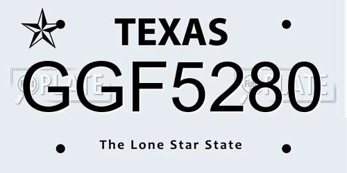 GGF5280 Texas License Plate
