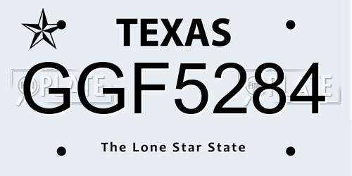 GGF5284 Texas License Plate
