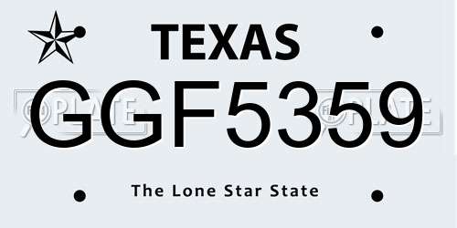 GGF5359 Texas License Plate