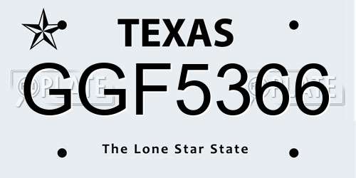 GGF5366 Texas License Plate