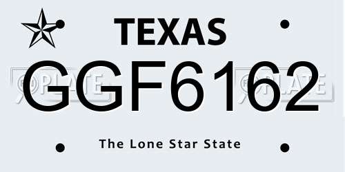 GGF6162 Texas License Plate