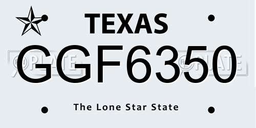 GGF6350 Texas License Plate
