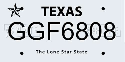 GGF6808 Texas License Plate