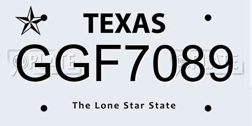 GGF7089 Texas License Plate
