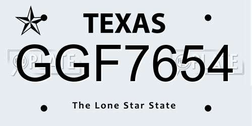 GGF7654 Texas License Plate