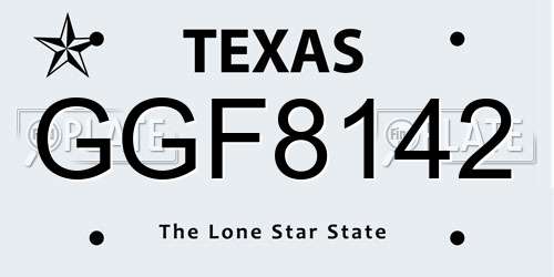 GGF8142 Texas License Plate