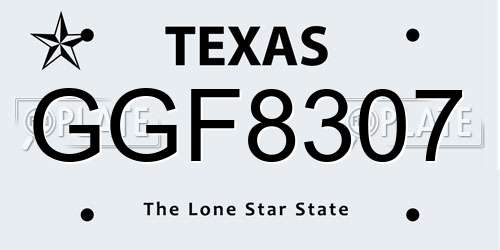 GGF8307 Texas License Plate