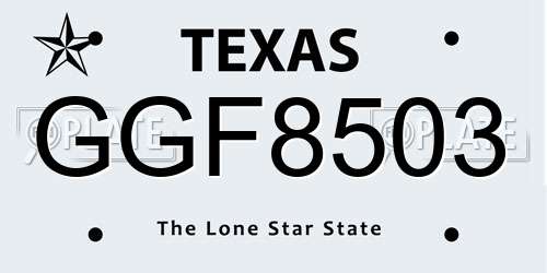 GGF8503 Texas License Plate