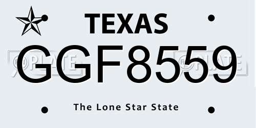 GGF8559 Texas License Plate