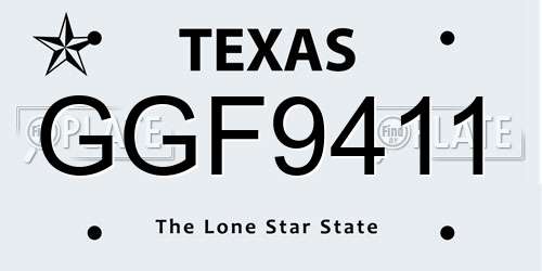 GGF9411 Texas License Plate
