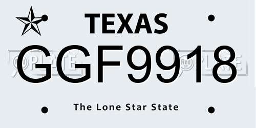 GGF9918 Texas License Plate