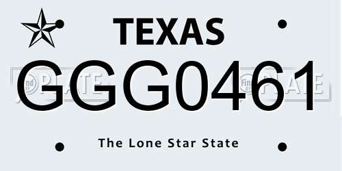 GGG0461 Texas License Plate