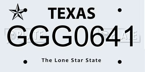 GGG0641 Texas License Plate