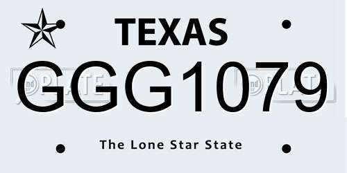GGG1079 Texas License Plate