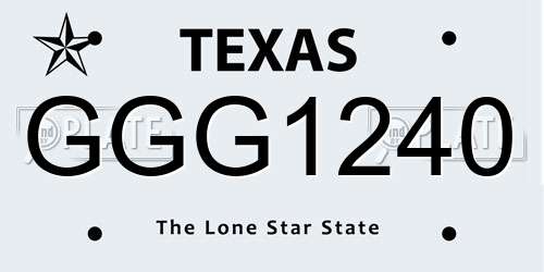 GGG1240 Texas License Plate