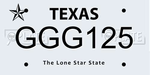 GGG125 Texas License Plate