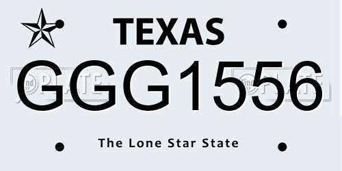GGG1556 Texas License Plate