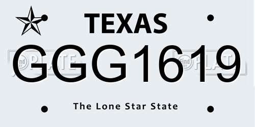 GGG1619 Texas License Plate