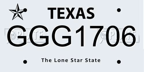GGG1706 Texas License Plate