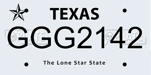 GGG2142 Texas License Plate