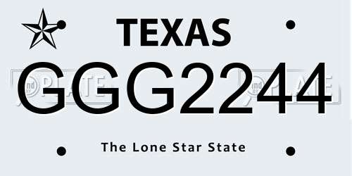 GGG2244 Texas License Plate