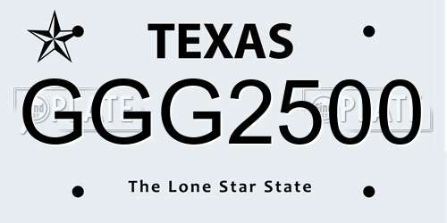 GGG2500 Texas License Plate