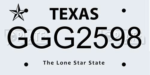 GGG2598 Texas License Plate
