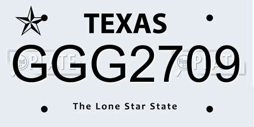 GGG2709 Texas License Plate