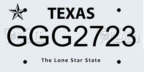 GGG2723 Texas License Plate