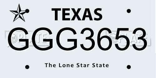 GGG3653 Texas License Plate
