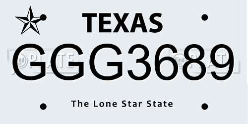 GGG3689 Texas License Plate