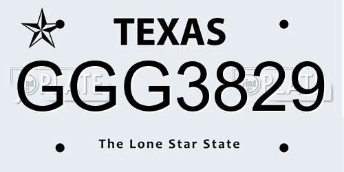 GGG3829 Texas License Plate