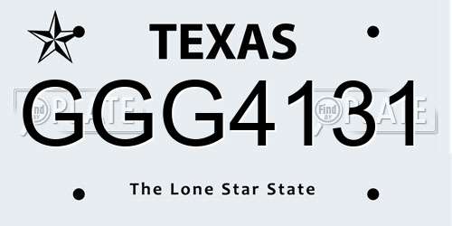 GGG4131 Texas License Plate