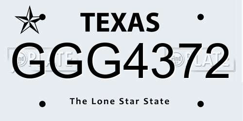 GGG4372 Texas License Plate